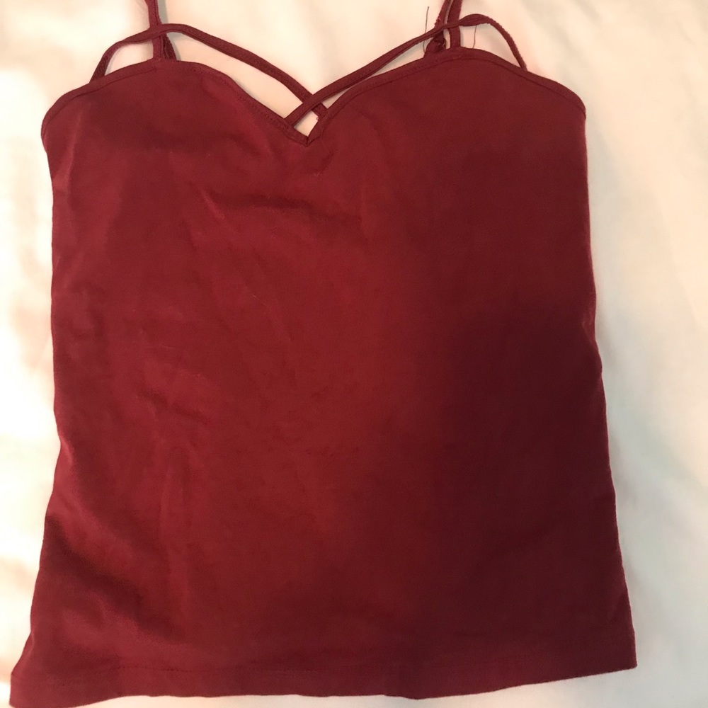 Red strapped crop top